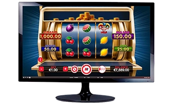 Roaring Coins desktop layout with centered slot cabinet